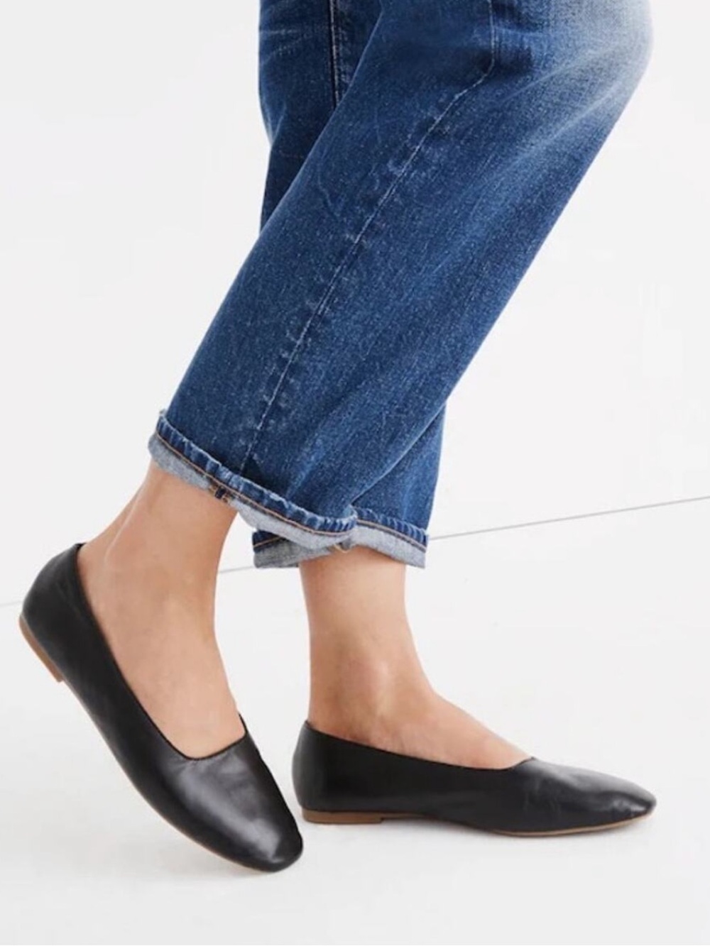 Madewell Cory Flat in Leather Black Size 7.5